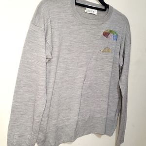 Allude 100% Virgin Wool  Ribbed Grey Knit Sweater